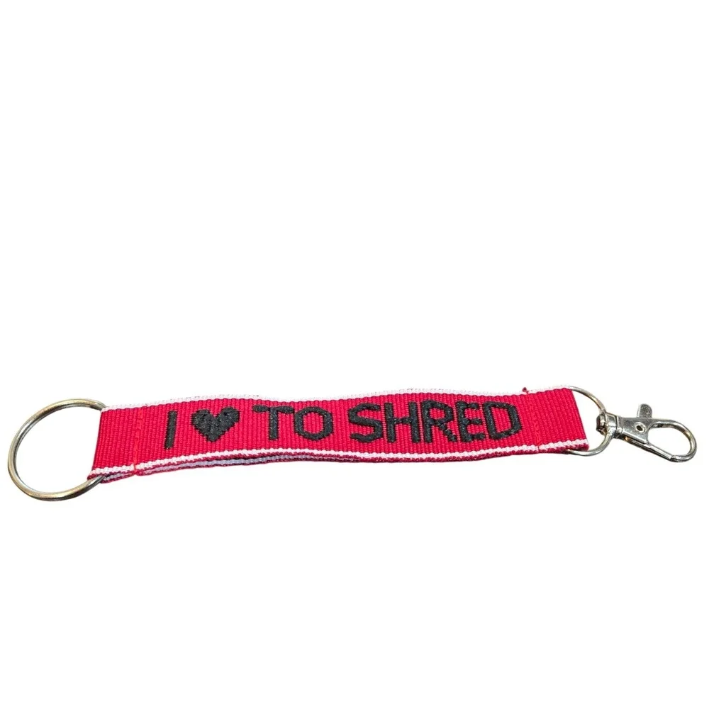 I Love To Shred Keychain Embroidered Double Sided Keyring Fob